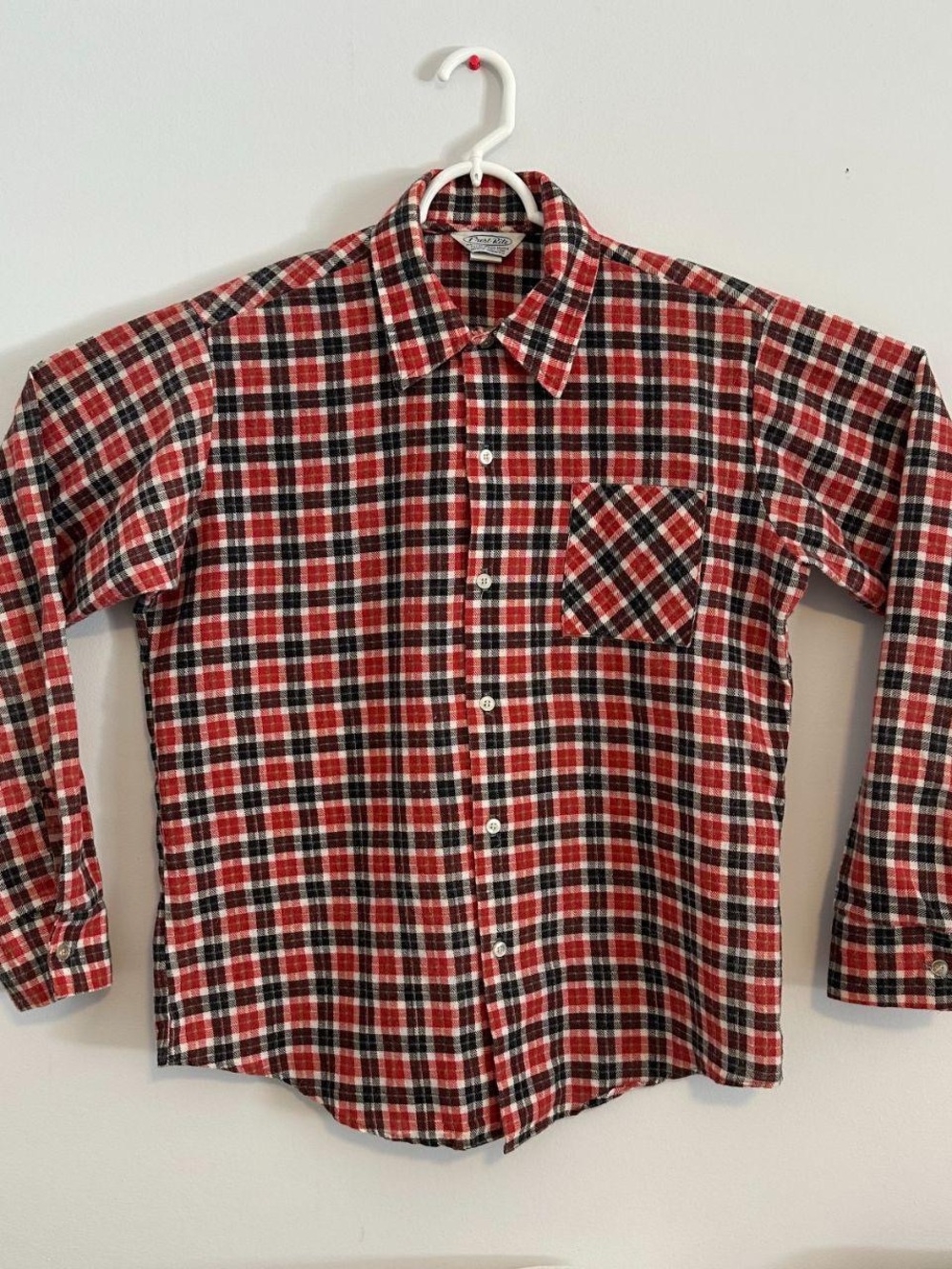 Prest Rite Vintage 70s Large Red casual button down flannel shirt